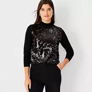 Black Sequin Turtleneck Sweater